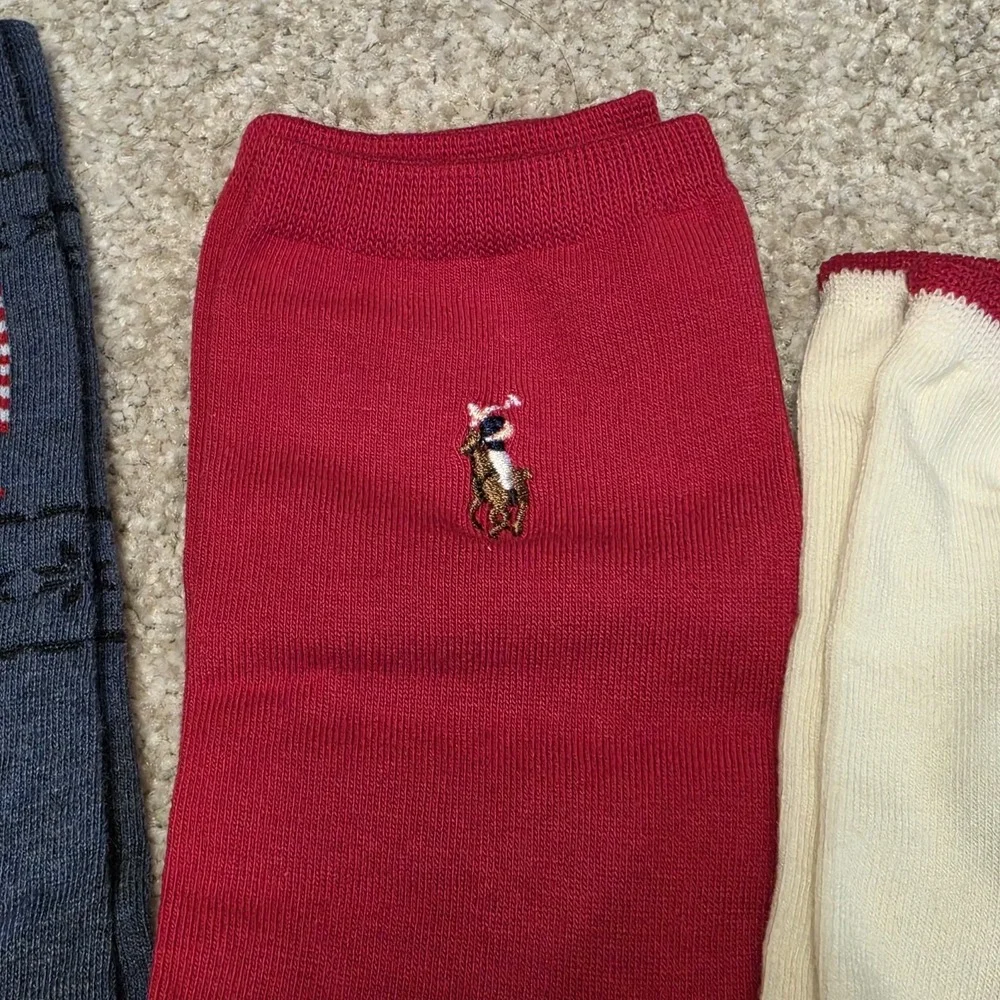 Polo Ralph Lauren Women's 3 Pair Sock‎ Gift Set Bear Flag Pony Crew Socks 9-11